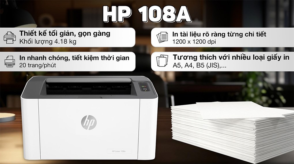 Máy in laser trắng đen đơn năng HP 108A